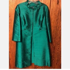 Vintage 1970 Sheath Dress and Coat Emerald Green Jackie Kennedy inspired
